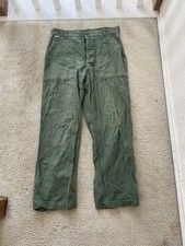VTG Vietnam Era Army OG-107 Men 34x31 32x31 Sateen Military Trousers Cotton