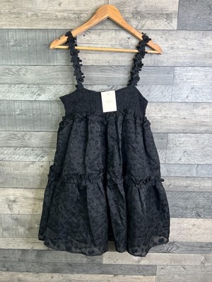 Sister Jane Dream Minikleid Gr. M UK 10 Schwarz Enflower Träger Party Glam