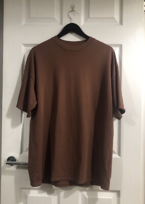 Rue Porter Heavyweight Oversized T-shirt Tee Small Brown UK