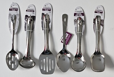 6 Stück Edelstahl Küche Kochen Werkzeug Utensilien Set Löffel Wender Schöpfkelle
