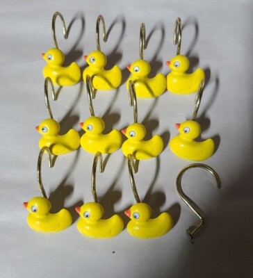 Set of 11 Vivid Yellow Rubber Duck Shower Curtain Hooks | eBay