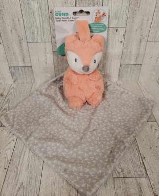 Baby Gund Tuck Away Lovey Emory FOX Lil Luvs Gray Orange Loop to Attach NEW