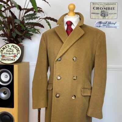 CROMBIE (40R) Zweireiher MASSANFERTIGUNG Mantel Wolljacke Coat Chesterfield