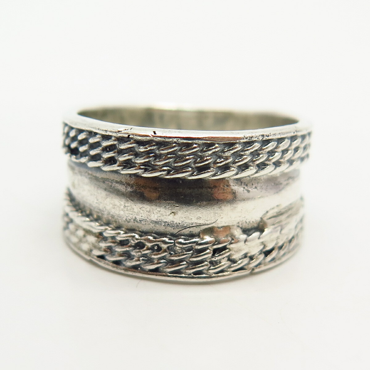 925 Sterling Silver Twisted Design Wide Ring Size 8.5 | eBay
