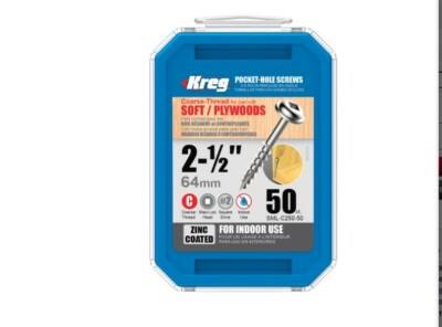 KREG SML-C250-50 No. 8 S X 2-1/2 in. L Square Zinc-Plated Pocket-Hole Screw