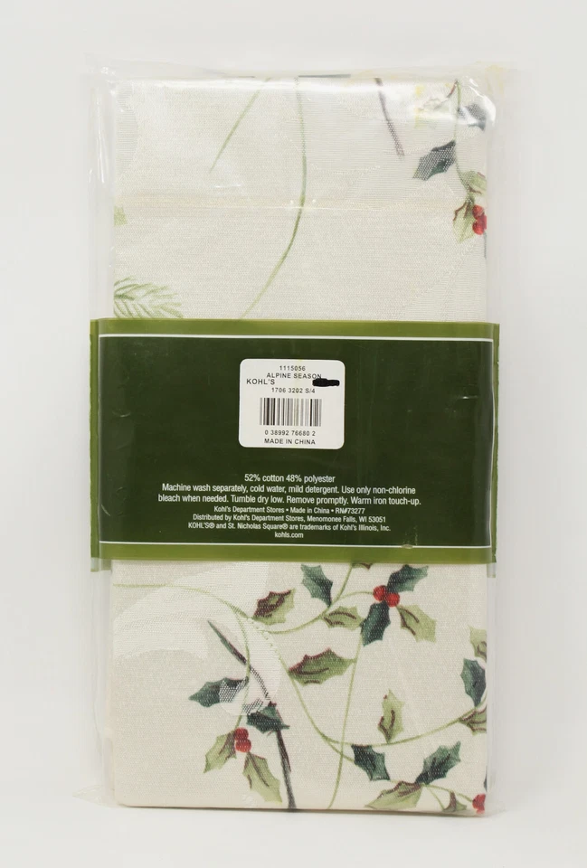 4 Servilletas Cuadradas San Nicolás TEMPORADA ALPINA Navidad Acebo Bayas Piña NUEVO Foto 2 de 4