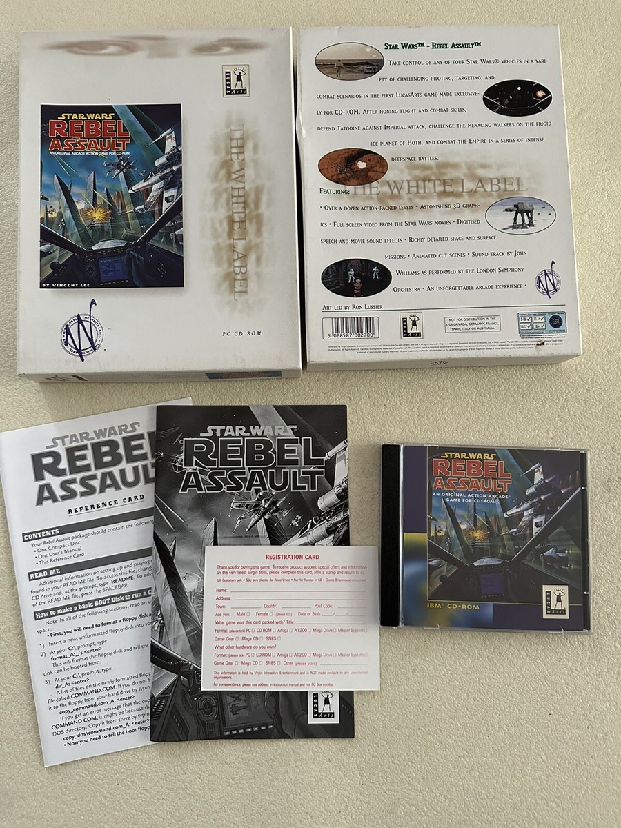 Star Wars Rebel Assault PC CD-ROM Big Box - White Label Lucas Arts 