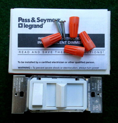 Two Pass & Seymour 90683-W 600W 3-Way White Slide Dimmer Incandescent