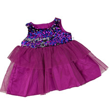 Build-A-Bear Workshop Purple Sequin Party Dress Birthday Tutu Fluffy Pink Outfit