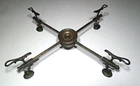Antique Silver Plated 4 Arm Adjustable Dish Cross Heater, Spirit Burner; Trivet