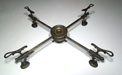 Antiker versilberter 4-armiger verstellbarer Tellerkreuzheizer, Spiritusbrenner; Untersetzer