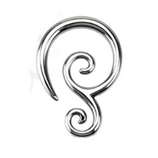 Pair of Double Swirl 316L Stainless Surgical Steel Expanders Ear Plug Taper E127