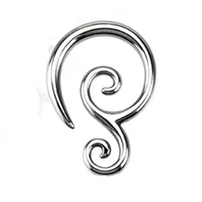 Pair of Double Swirl 316L Stainless Surgical Steel Expanders Ear Plug Taper E127