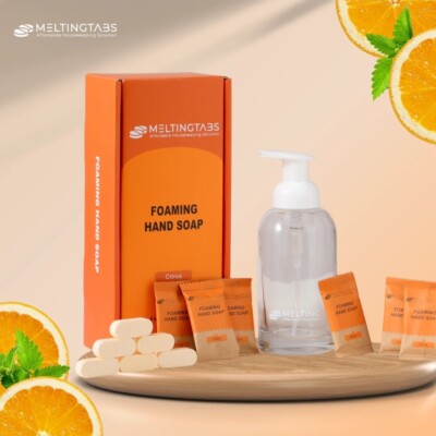 MeltingTabs Hand Soap Starter Kit - Glass Dispenser and 6 Tablets (Citrus)