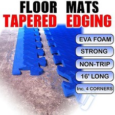16ft 4.87m BLUE TAPERED EDGING & CORNERS Non Trip for 12mm EVA Flooring Tiles