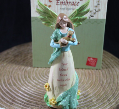 Russ Comforting Embrace Figurine 31429 YOUR BELOVED FRIEND WALKS WITH ANGELS