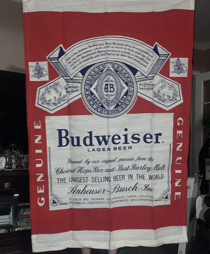 Vintage Rare Budweiser Vertical Flag Banner ~ 5’ 3” x 3’ 5” Excellent Lager Beer