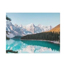 Nature's Tranquility Canoe on Moraine Lake Canvas