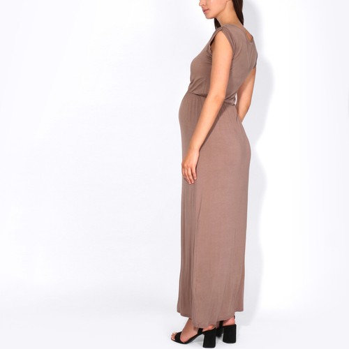 Maternity Summer Maxi Dress Stretch Belly Waist Pregnancy Long Casual Sundress - Picture 13 of 34