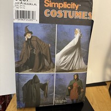 Simplicity Costumes Pattern 9887 Wizard Druid Witch Cape Tunic Hat XS,S,M,L,XL