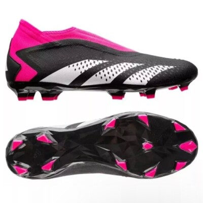 Adidas Predator Accuracy.3 Laceless Firm GW4597 Black/Pink Soccer Cleats Size 13
