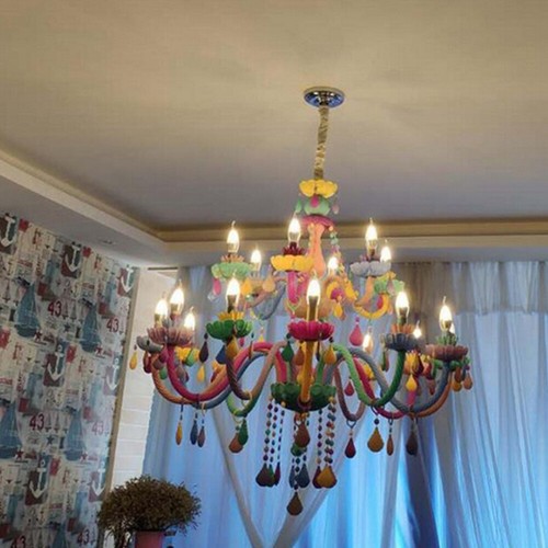 6 Heads Semi Flush Mount Pendant Light Kids Room Candle Bulb Chandelier - Picture 7 of 10