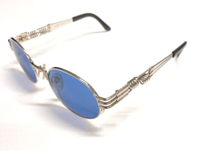 New! Authentic Jean Paul Gaultier 56-6106 Silver Frame Blue