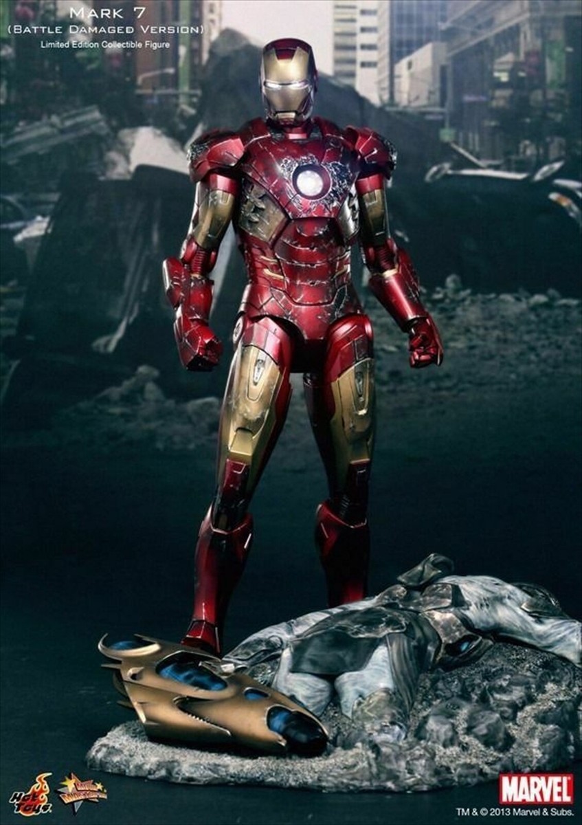 Hot Toys Movie Masterpiece Avengers Iron Man Mark 7 Battle Damaged