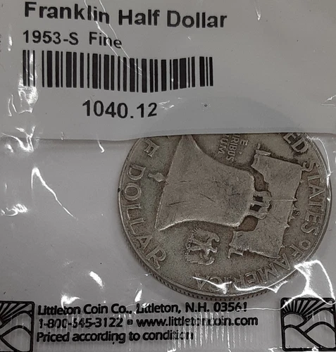 1953-S Franklin Half Dollar Coin  Fine in Littleton Packaging
