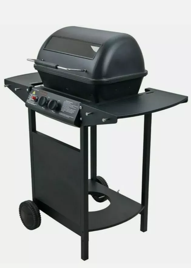 2 burner bbq with clearance hood