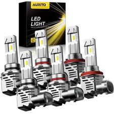 6500K CANBUS 9005+9006+H8 LED Headlight Hi/Lo Beam Super Bright Bulbs Kit White.