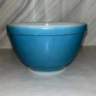 Vintage Pyrex 1940s Primary Color Mixing Bowl Blue Numberless Thick Wall 1 Pint