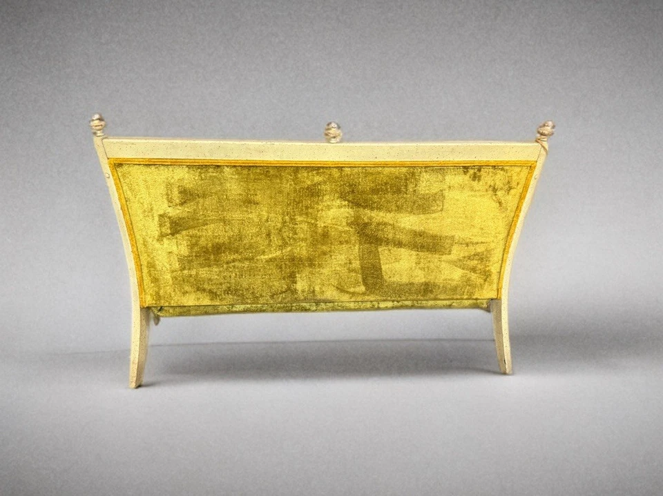 Винтажный Louis XVI Hollywood Regency Settee золото зеленый бархат трости диван читать - Изображение 3 из 4