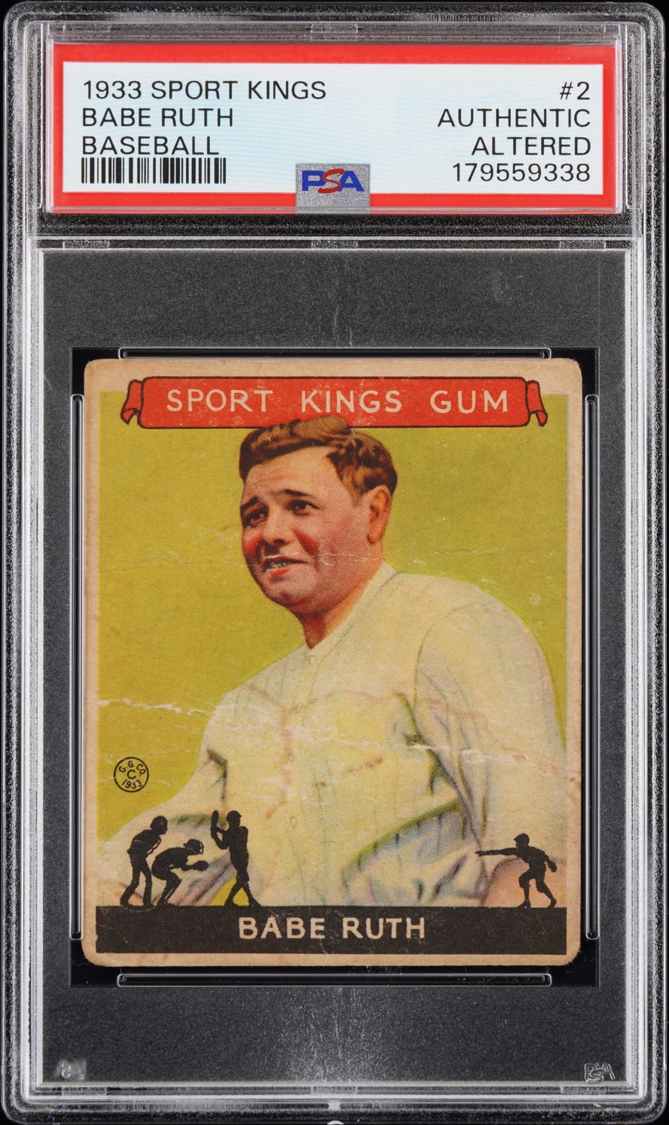 1933 SPORT KINGS BASEBALL #2 BABE RUTH PSA AUTHENTIC ALTERED