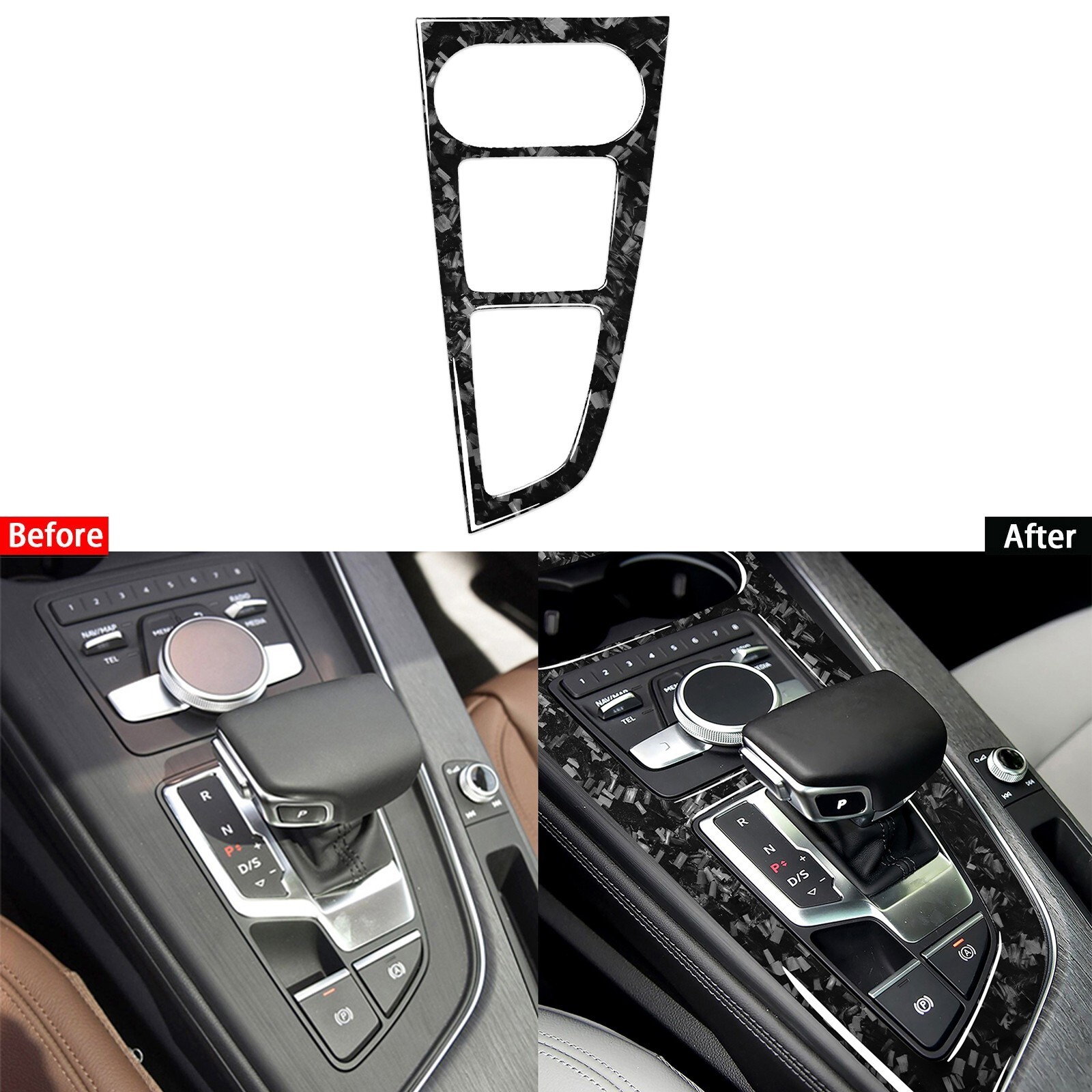 Forged Carbon Fiber Console Gear Shift Panel Cover Trim For Audi A4 A5 B9 17-24