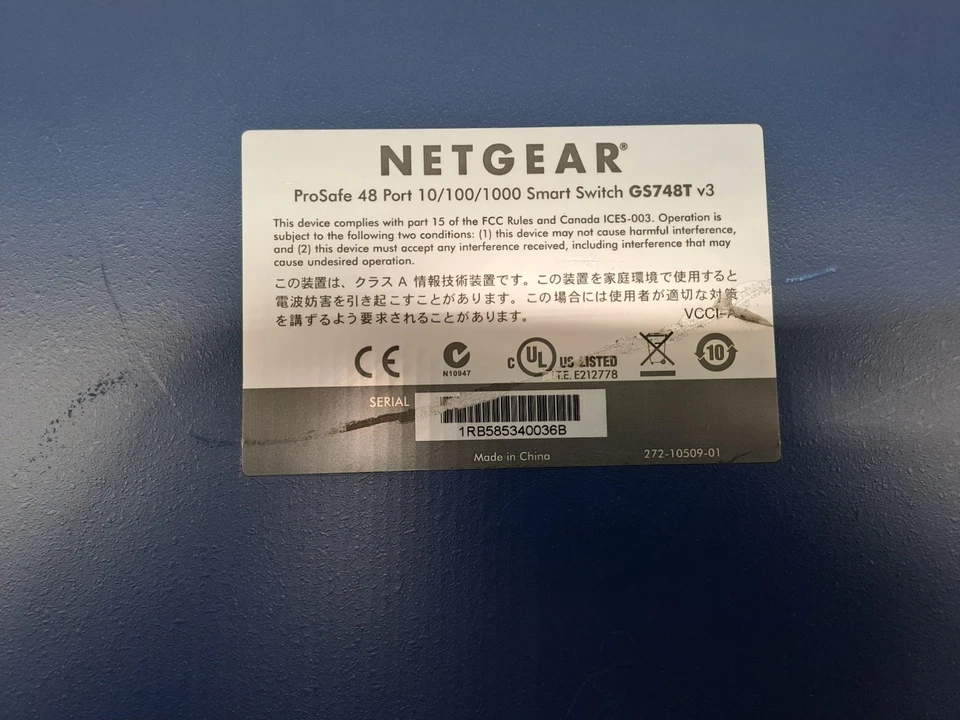 NETGEAR PROSAFE GS748T 48-PORT GIGABIT SMART SWITCH GS748T v3 - Image 2 of 4
