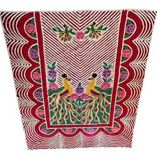 Coperta copriletto matrimoniale vintage in ciniglia pavone - rosso brillante anni '50 89x100"