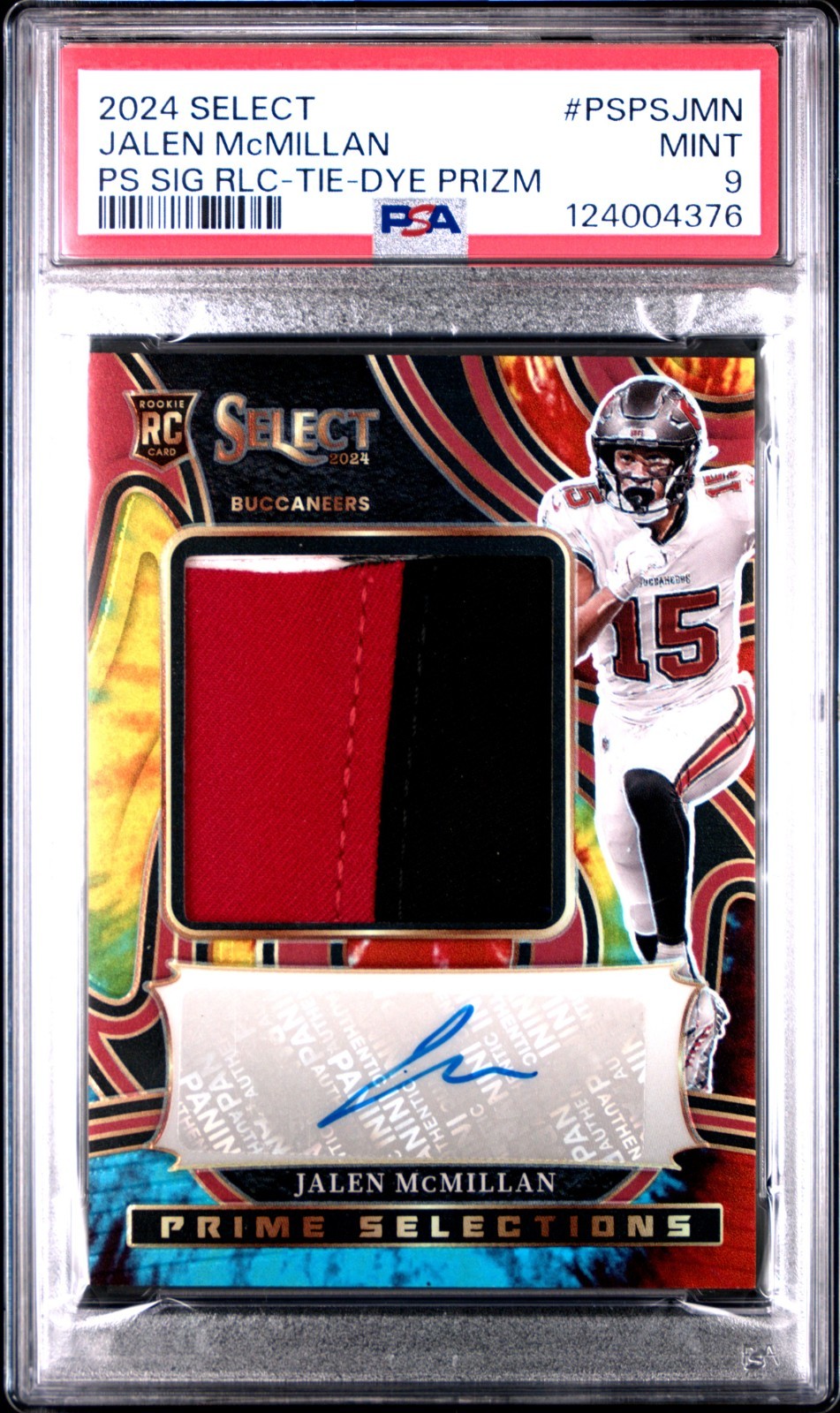 Jalen McMillan Panini Select Prime Selections Signature Relics #PSPSJMN Tie-Dye