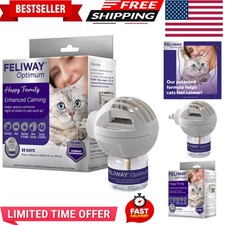 Optimum 30 Day Cat Calming Plug In Pheromone Diffuser Starter Kit, 48ml - Hel...