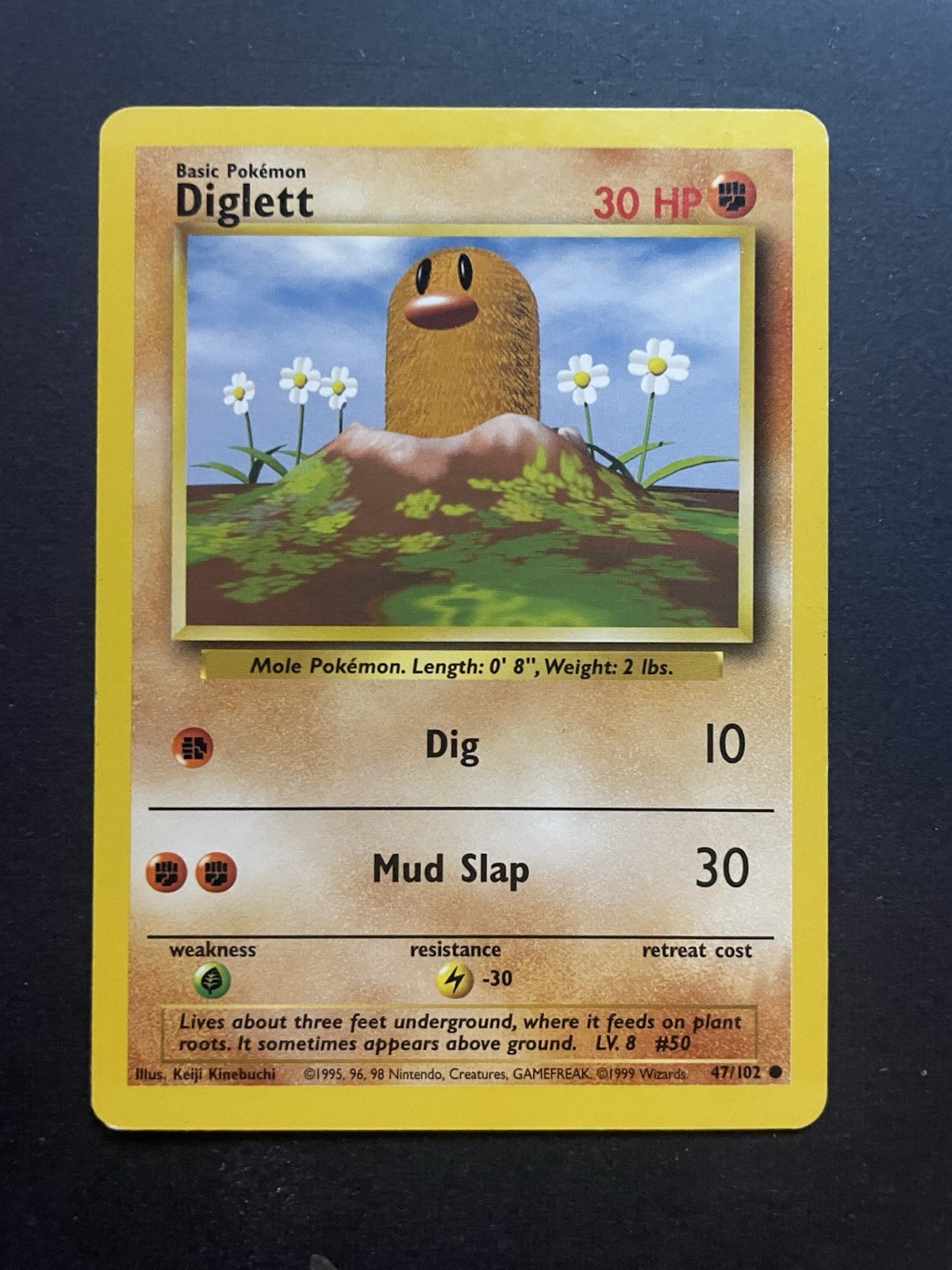 Pokemon Diglett Base Set 47/102 Misprint Sideways Fighting Symbol Card - MP