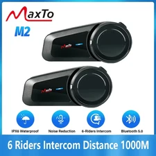 2PCS  M2 Motorcycle Helmet Bluetooth Headset Intercom 6 Riders 1000M Intercom Su