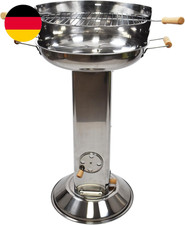 Holzkohlegrill Edelstahl Mit Holzgriffen Säulengrill Höhe 83 Cm Robuster Kohlegr