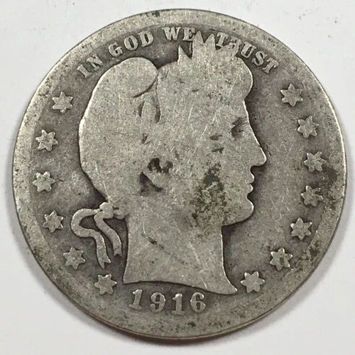 1916 United States "Barber Quarter" - About Good (AG) KM#114 - 8076