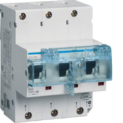Hager HTN390E SLS Schalter 3-Polig, E-Charakteristik, 100A, für Hutschienenmonta