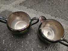 Vintage silver sugar and cream bowl set