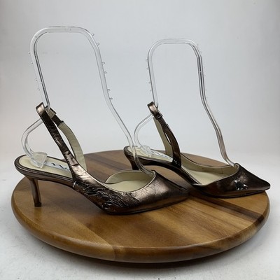 Womens Nina Nina60s Bronze Metallic Leather Slingback d'Orsay Pumps Size 8.5 M