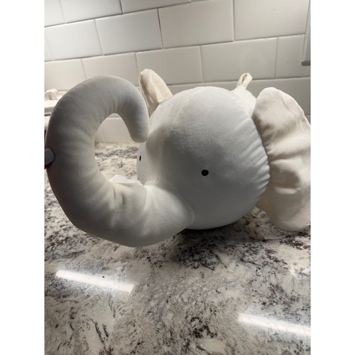 Soft Plush White Elephant Head Pillow Stuffed Toy Decor
