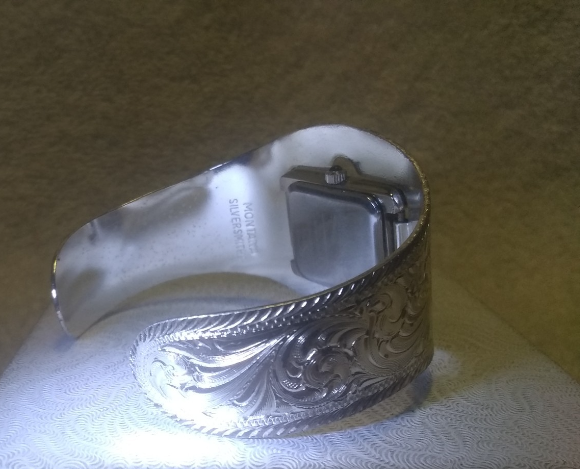Montana Silversmiths Cuff Watch Silver Flower Filigree Gold 