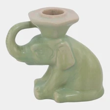 Rookwood 1929 Vintage Art Pottery Green Ceramic Elephant Candleholder 6059