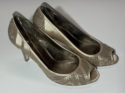 Adrianna Papell Flair Platino Jimmy Net Sparkly High Heel Shoes - Size 9.5M NEW